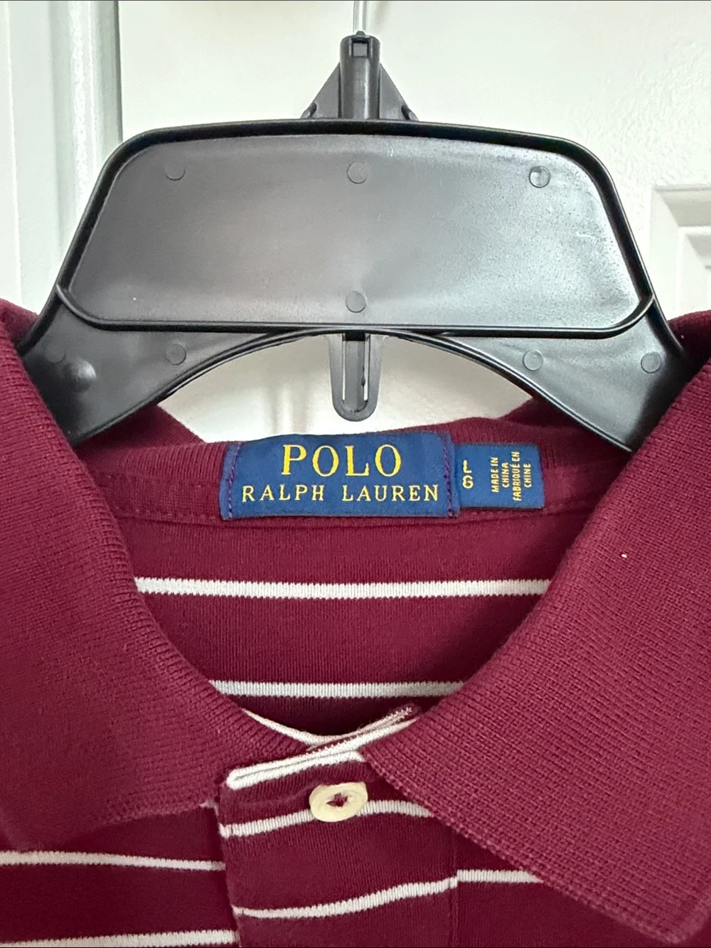 Ralph Lauren Maroon Polo with White Stripes